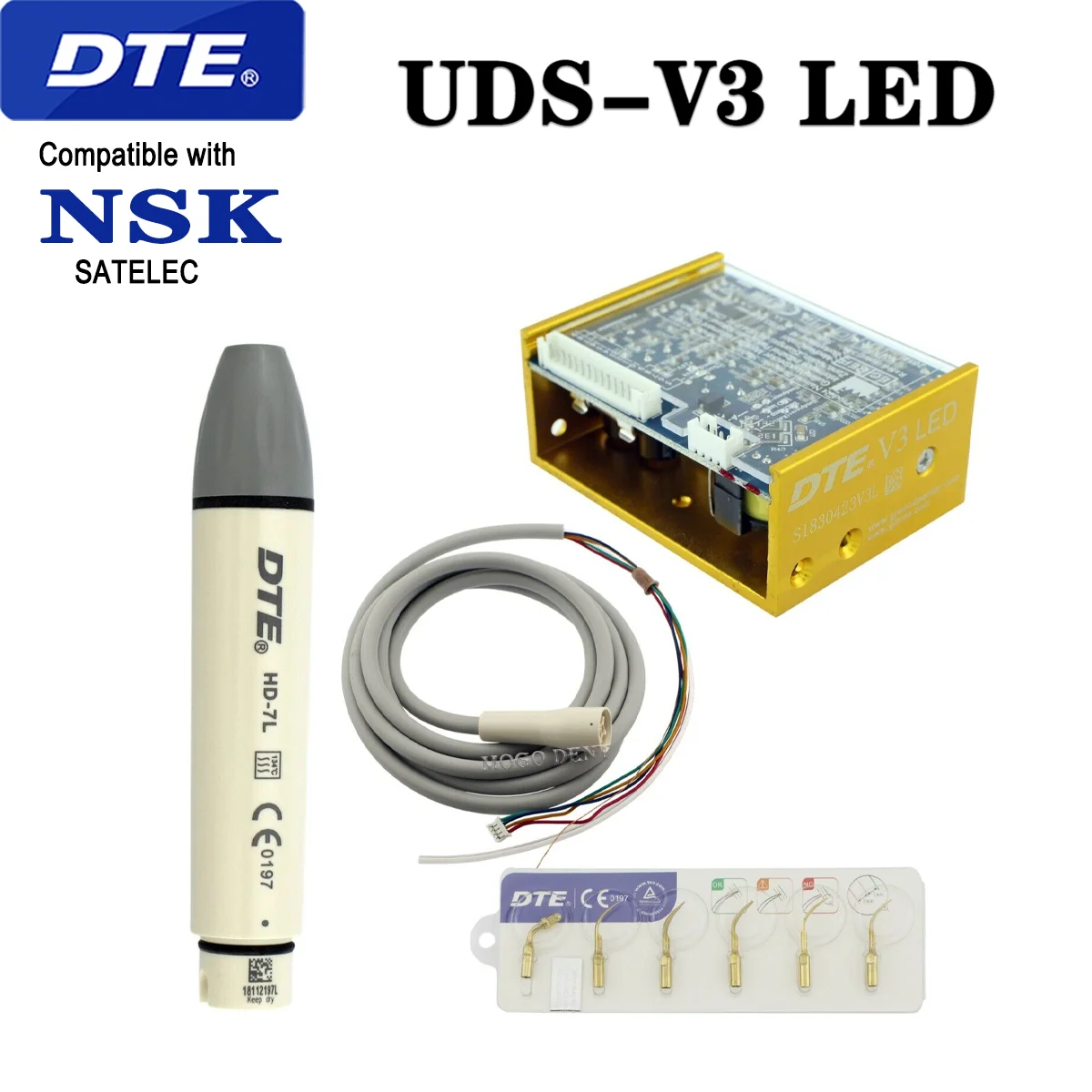 Original Woodpecker DTE Dental Ultrasonic Scaler Built-in UDS V3 LED Scaler Handpiece HD-7L Fit NSK SATELEC Dentistry Material