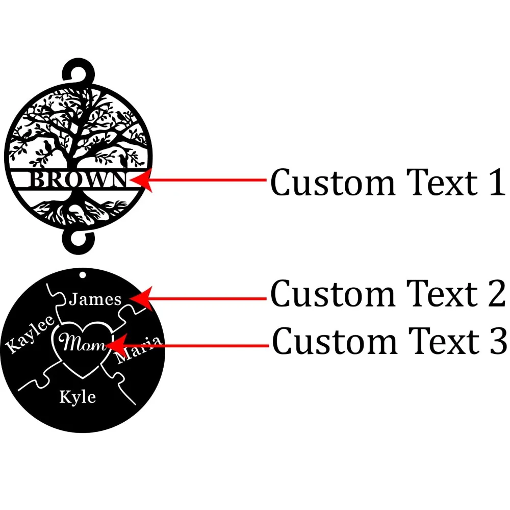 Campanas de viento de árbol de la vida grabadas personalizadas de 37 pulgadas: regalo perfecto para el día de la madre de los niños