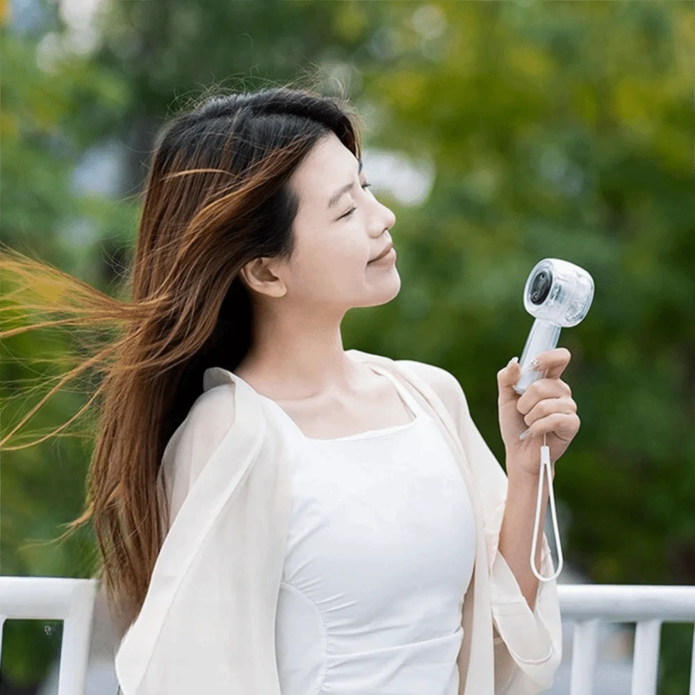 

Transparent Portable Handheld Fan LED Digital Display 100 Speed Adjustable Mini Electric Fan High-speed Color Light