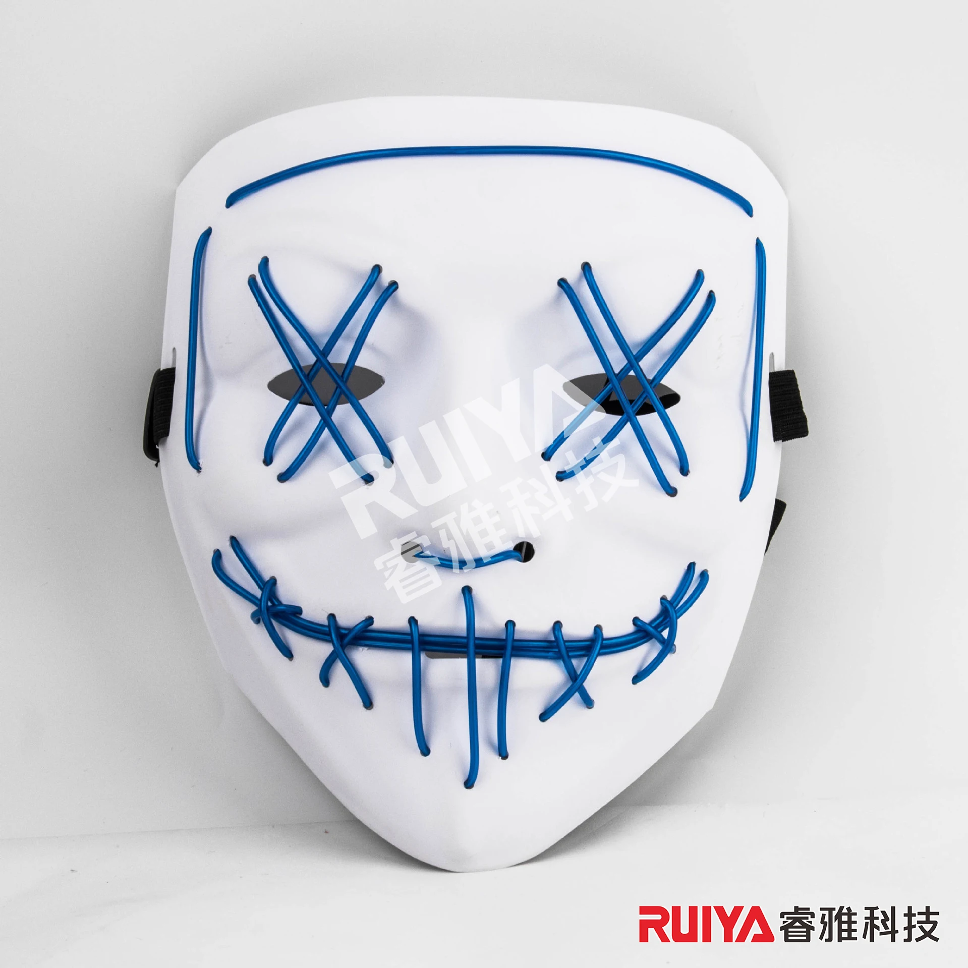 Festa de Halloween Máscara Luminosa LED, Dupla Face Fantasma, Fluorescente V-Shaped, Horror Atmosfera Prop, Face Completa, Presente Criativo Masculino