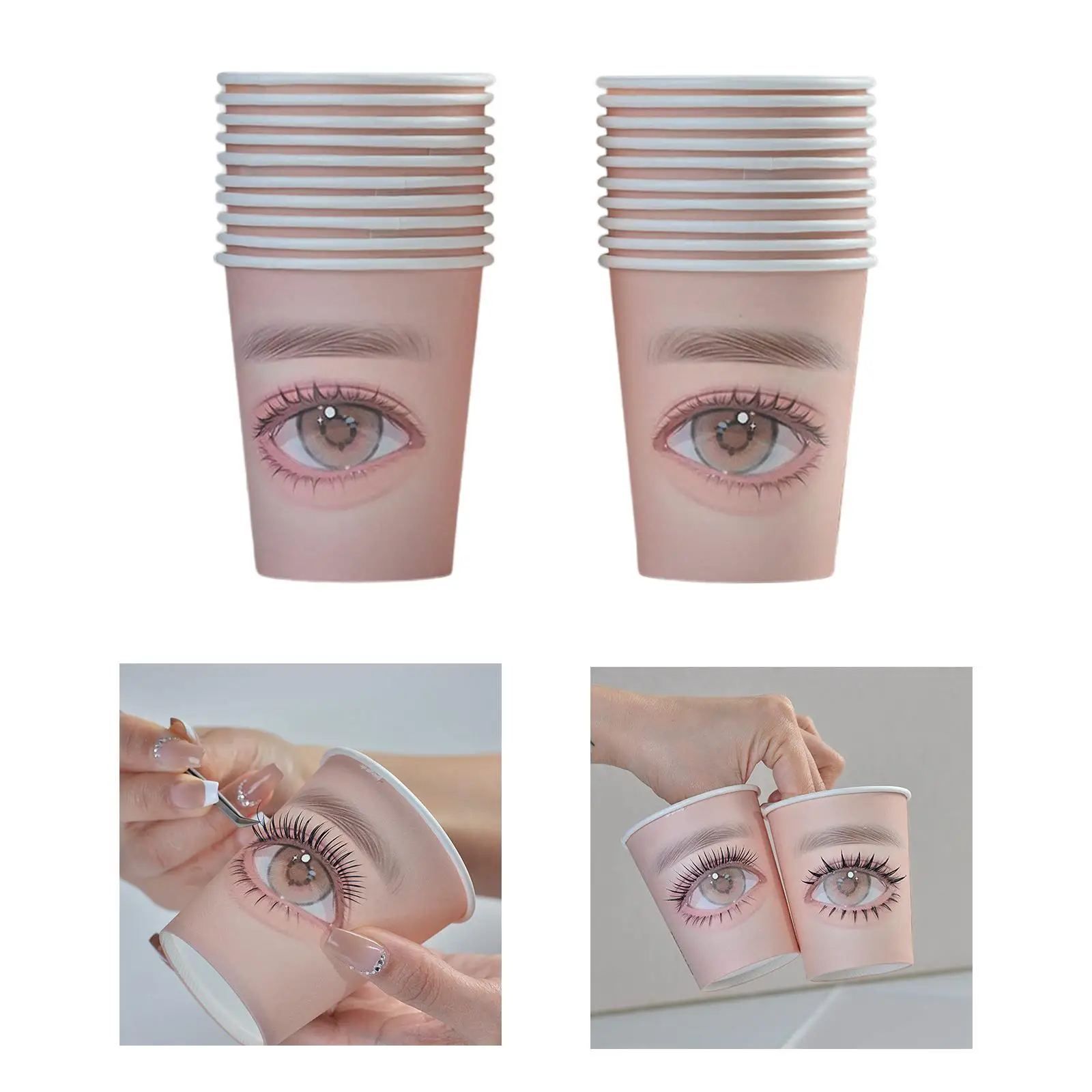 20 Pieces Eyelash Practice Paper Cup Multifunction Makeup for Beginner Practice Tool