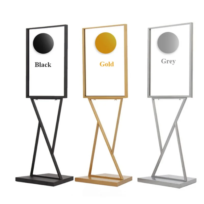 custom，Unique Adjustable Assembly Iron Frame Sign Stand Advertising Poster Stand for Display