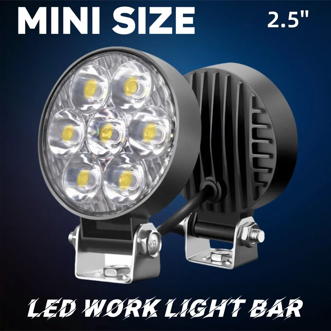 

2PCS Mini LED Work Light Bar 21W 6000k OffRoad Auxiliary Light Aluminum Alloy Shell Waterproof for Jeep ATV UTV Truck SUV