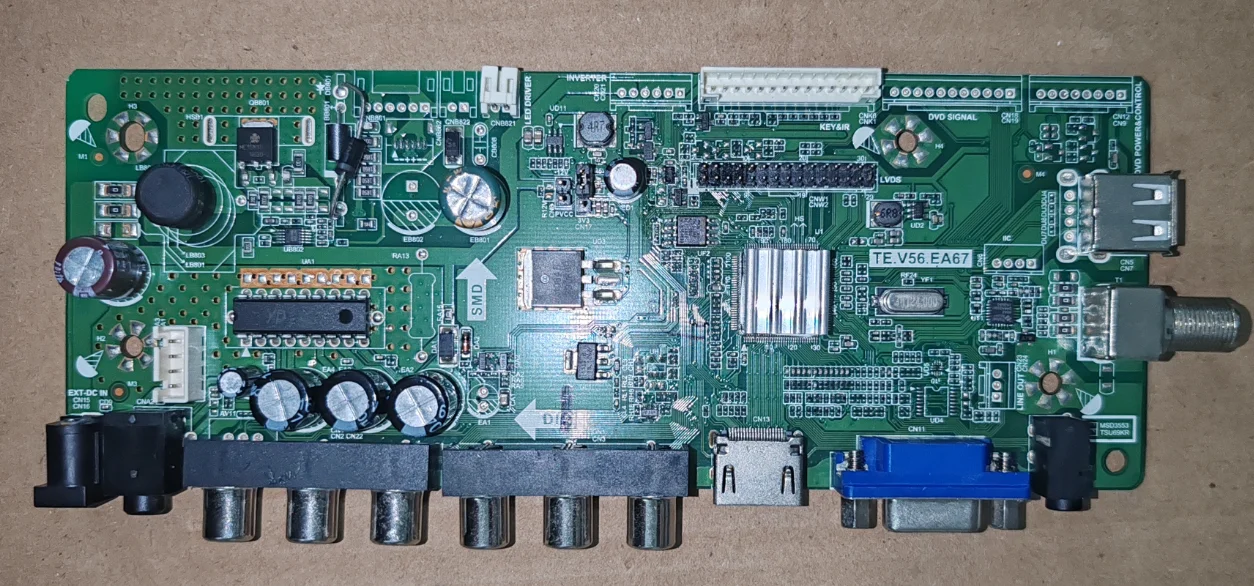 

TE.V56.EA67 Three in one TV motherboard, tested well, physical photo for 300Ma 18--60v 15w T195XVN01.0
