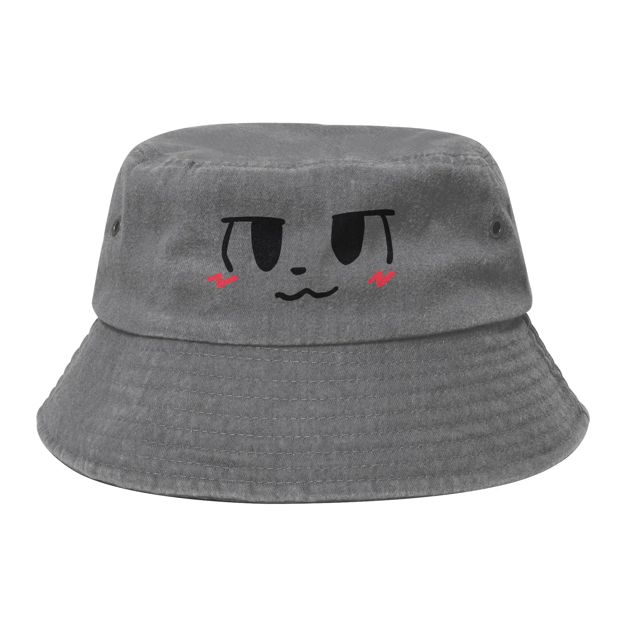 Vocation Boykisser Face Bucket Hat Unisex Distressed Cotton Hot Sun Hat Cat Bob Hat Fisherman Cap