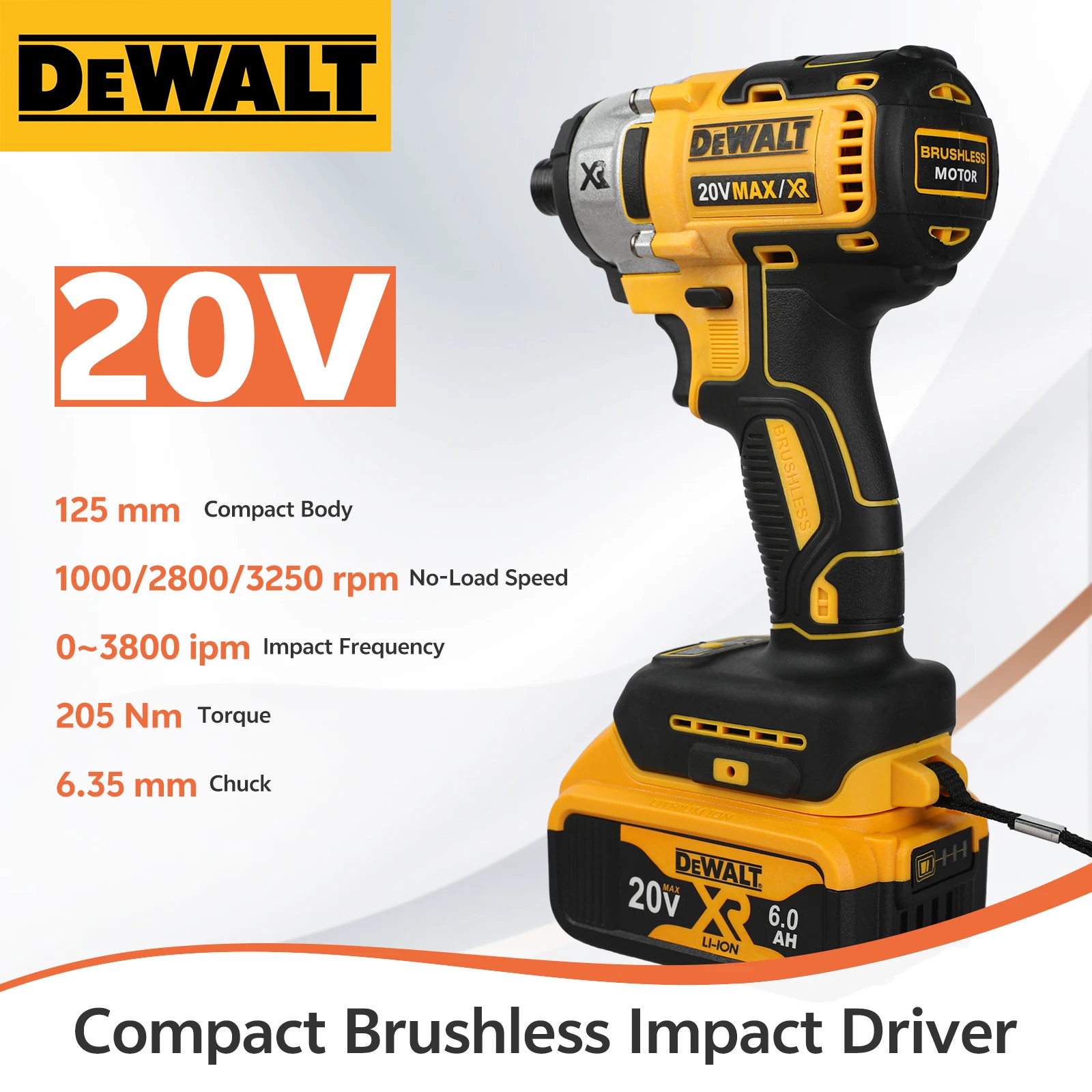 dewalt-dcf887-avvitatore-a-impulsi-brushless-20v-coppia-205nm-0-3250rpm-mandrino-per-legno-metallo-serraggio-viti-in-edilizia-e-officina