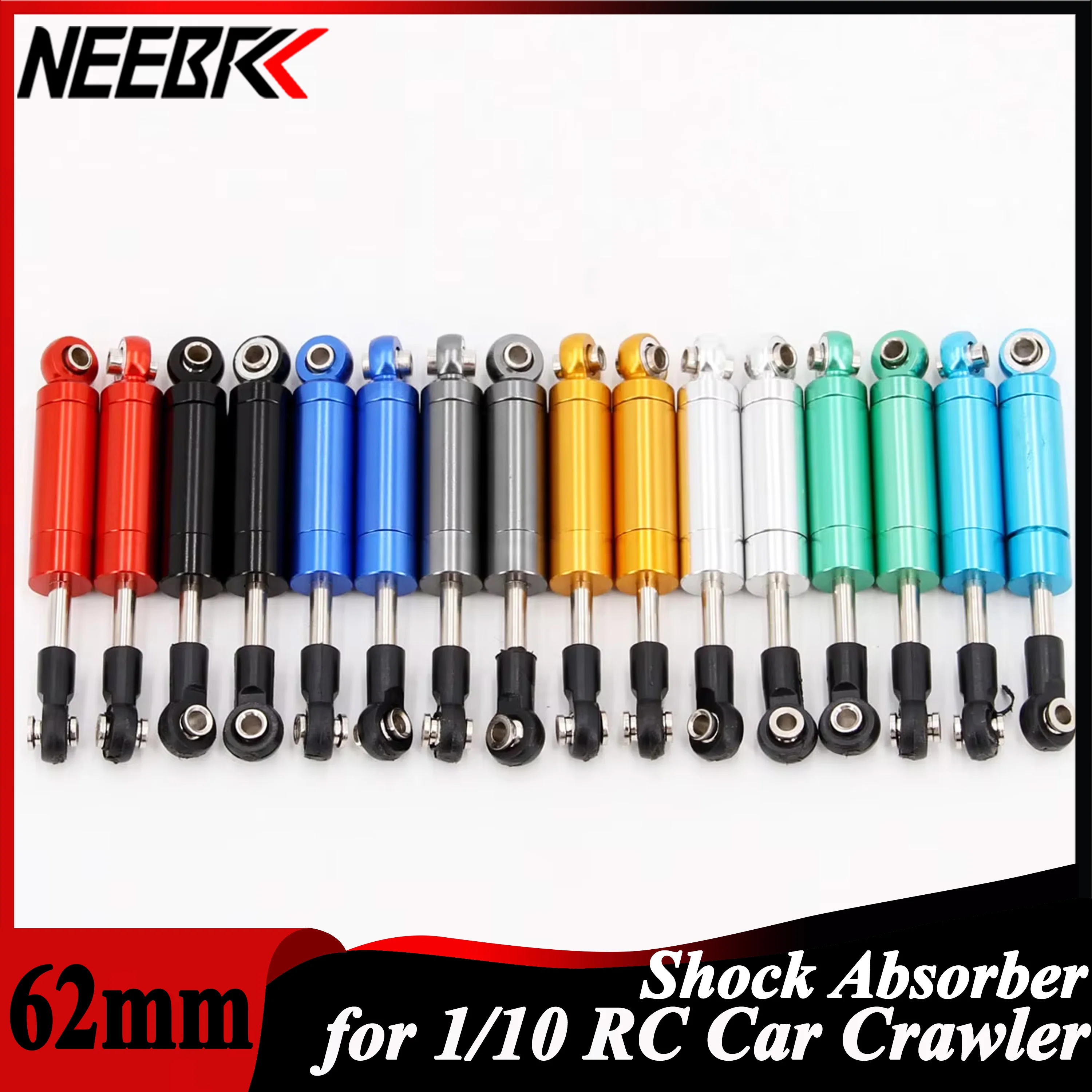 

NEEBRC RC Car Shock Absorber Built in Spring 62mm Damper for 1/10 RC Crawler Traxxas TRX-4 Axial Scx10 90046 MST WPL MN Parts