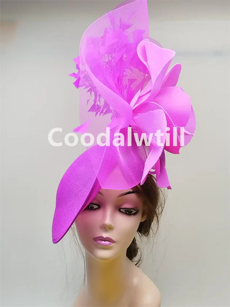 Kentucky Derby Big Fascinator Hat Women Party Church Pillbox Fascinator Headband Big Flower Chapeau Cap Ladies Wedding Millinery