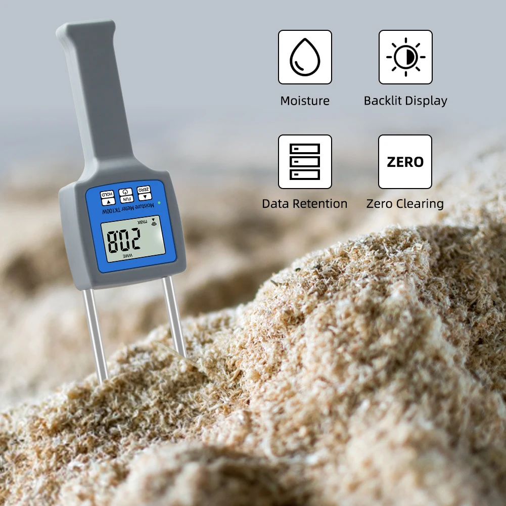 Yieryi 4 Digital LCD Wood Sawdust Paillasse Powder Hay Bale Peat Moisture Meter TK100W Hygrometer Arrived