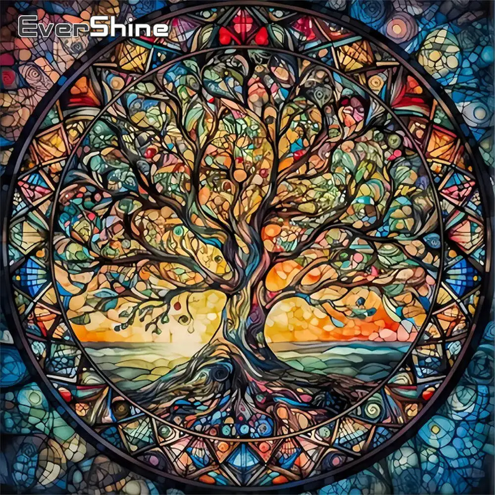 Evershine Diamond Embroidery Tree Picture Rhinestones Mosaic Abstract Landscape DIY Acrylic Craft Supplies Painting Child Gift