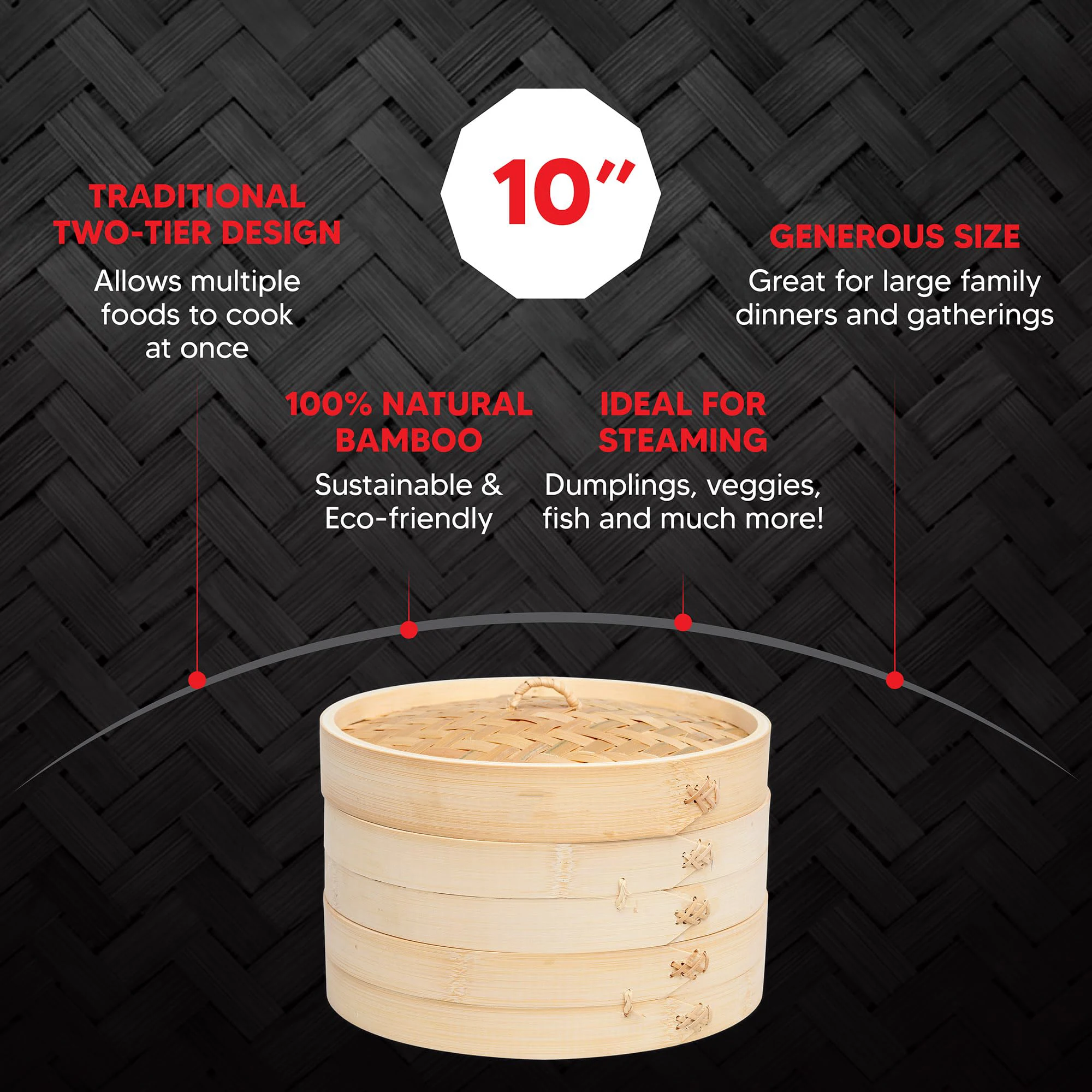 10-inch bamboe voedselstomer m - Bao Steamer Bamboo recensie en prijs
