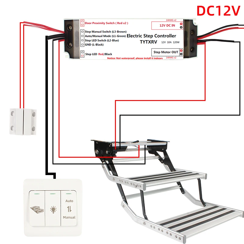 Acessórios Passos para motorhome de 528 mm com diodo emissor de luz Escadas duplas dobráveis elétricas de alumínio