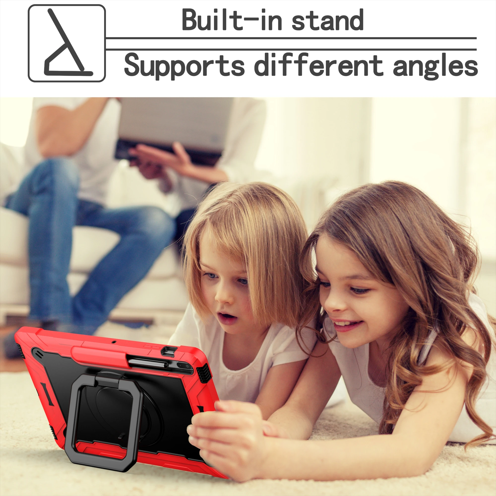 Handle Grip Case for Samsung Tab S10 S9 S8 S7 Plus FE 12.4 SM-X820 826 X610 616 X810 816 800 806 T730 735 970 975 Rotating Cover