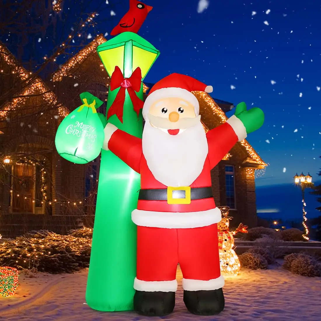 8.2 FT Christmas Inflatable Santa Claus LED Lights Blow up Santa Outdoor Christmas Decorations for Xmas Holiday