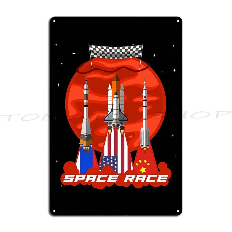 Ussr Soviet Propaganda Poster Space Program Cccp Rocket Russia Metal Plaque Cinema Custom Garage Club Design  Tin Sign Poster