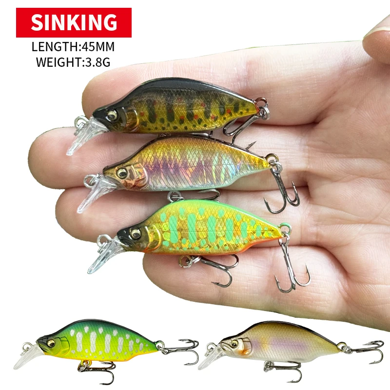 

1Pcs Sinking Minnow 45mm 3.8g Japan Design Stream Fishing Lure Jerkbait Wobblers Trout Perch Bass Tackle Isca Artificial 9137