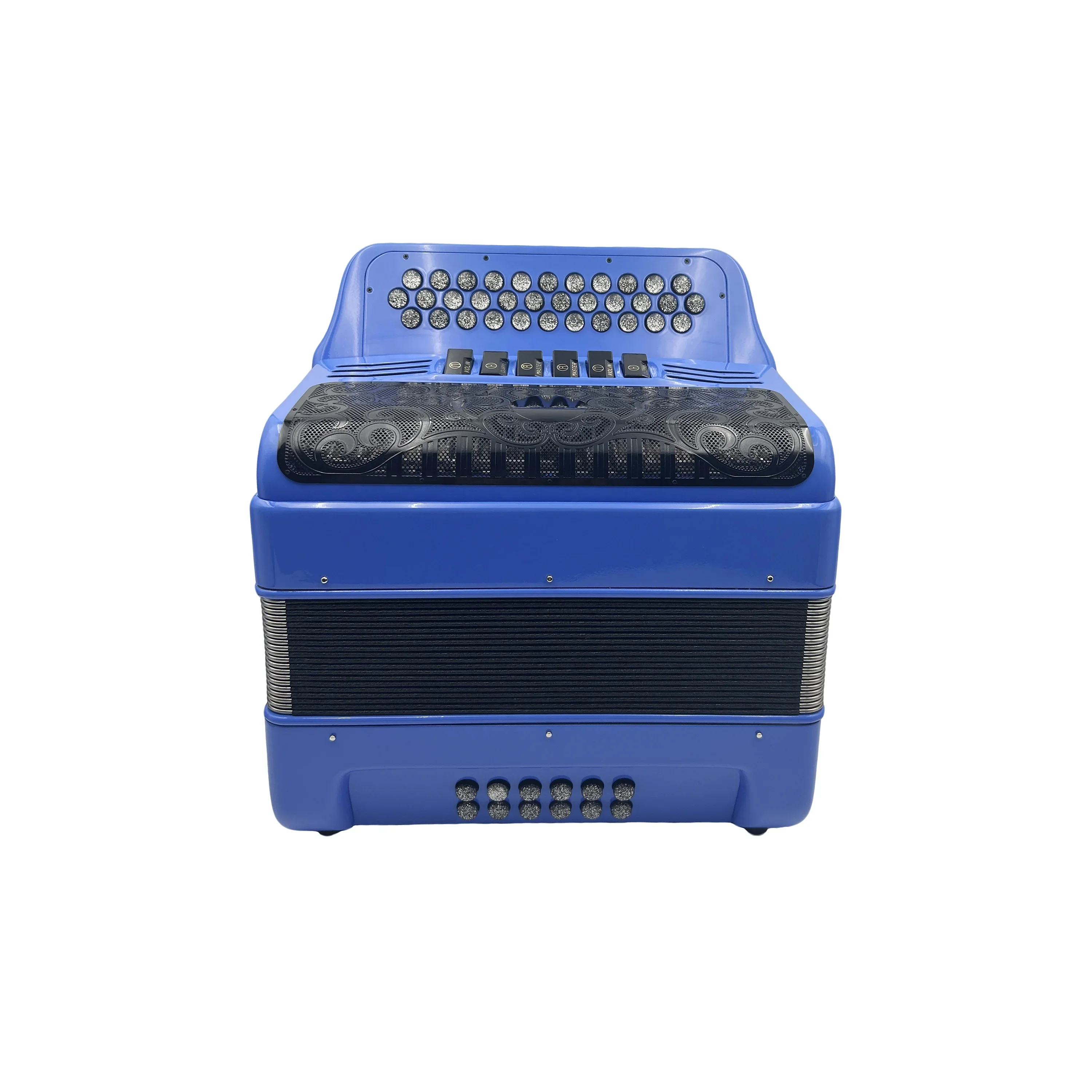 SEASOUND Professional 34-Button 12-Bass 6-Registers Royal Blue Accordion with Black Grill and Silver Buttons OEM JB3412E Model