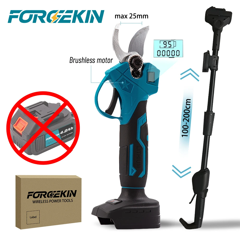 FORGEKIN 4IN1 Brushless Telescoping Pole Electric Chainsaw Scissor High Branch Garden Pruning Tool For Makita 18V Battery Pin
