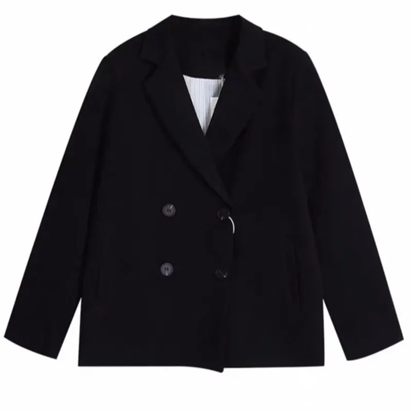 Veste mi-longue imbibée pour femme, blazer croisé, manteau de loisirs, vintage, couleur pure, femme, printemps, automne, nouvelle mode, 2024