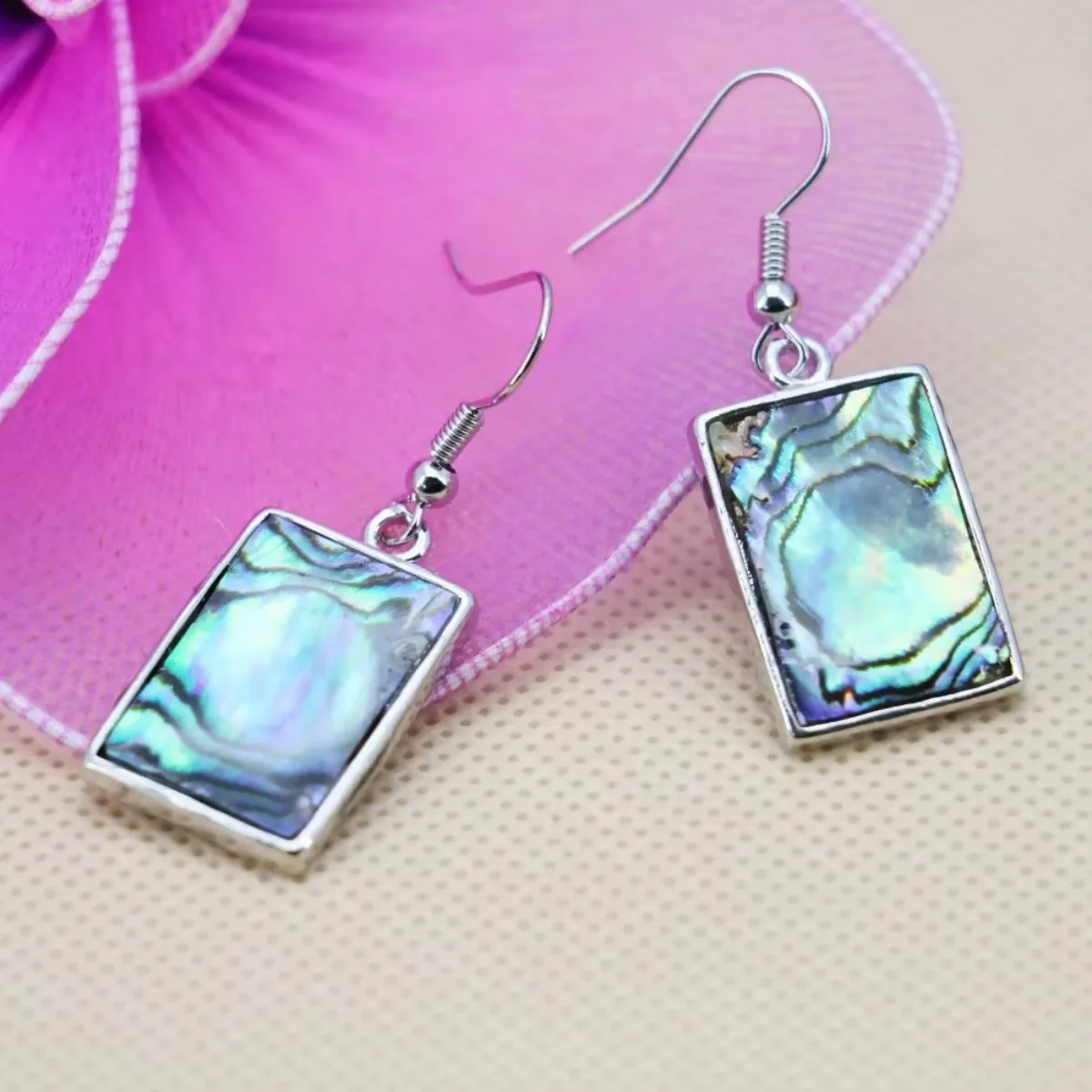 15X21mm Rectangle Stripe Natural Abalone Seashells Sea Shell Dangler Earrings Eardrop Jewelry Making Design Accessories Series
