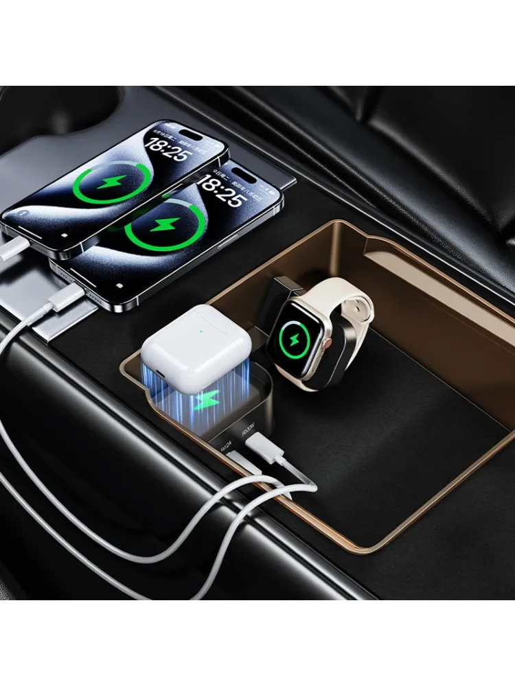 Eary – boîte de rangement pour chargeur Hub USB de voiture, pour Tesla modèle 3 Highland & Y Juniper, Station d'accueil PD, charge rapide pour écouteurs de montre
