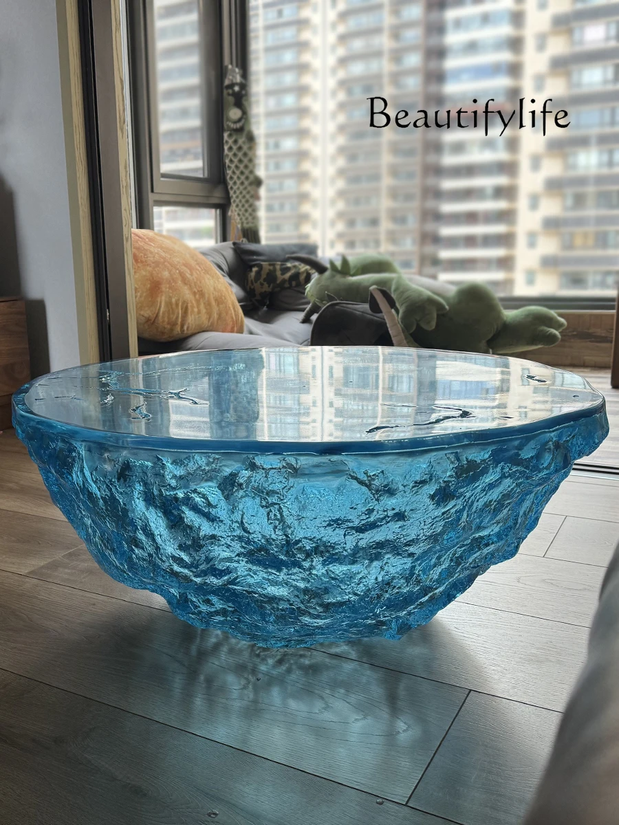 

Designer light luxury coffee table modern minimalist art creative sculpture model room living room resin ocean tea table