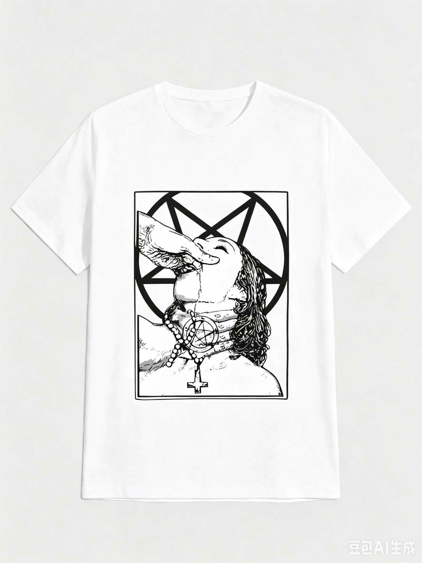 Choke Me Satan Print Casual Digital Print Pure Heavy Cotton T Shirt T-shirt Suitable for Men Casual Short-sleeved Round-neck Tee
