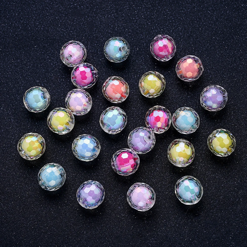 10 Stück 16mm bunte AB-beschichtete Acryl-Facettenperlen, transparente Disco-Ball-Abstandsperlen für DIY-Bastelarbeiten und Schmuckherstellung – Detail 5