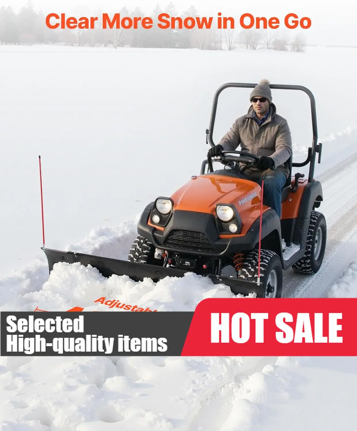 

Sturdy And Functional Snow Plow Blade, 43 In/60 In Width Adjustable Snow Plow Kit, Easy To Detach,Universal Mount Plowing Attach