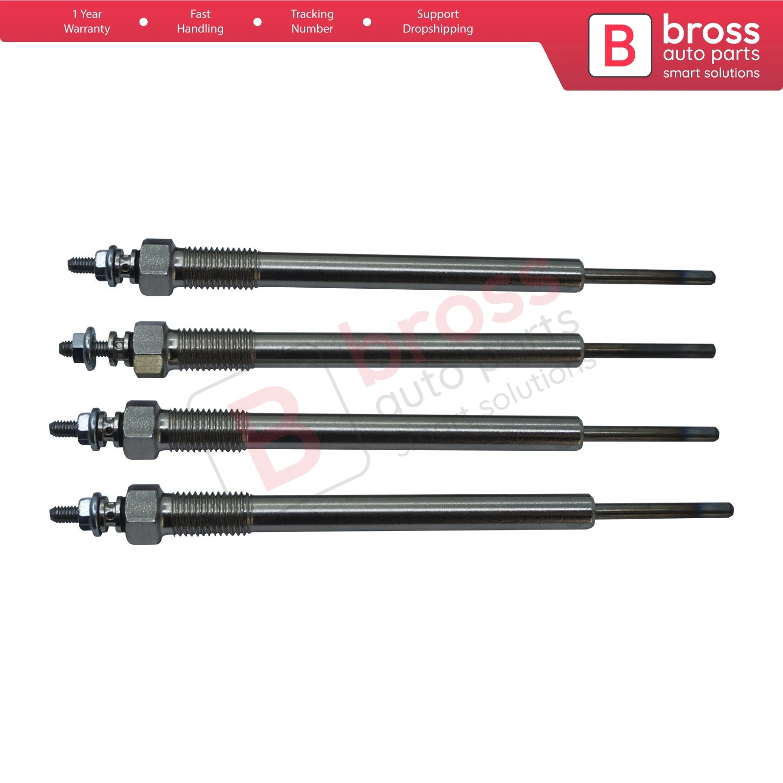 

Bross BGP70-1 4 Pieces Heater Glow Plug 11 Volt 367104A000 for Kia Hyundai 2.5 CRDI 0911101234, H1 105, 36710-4A 000, GN057