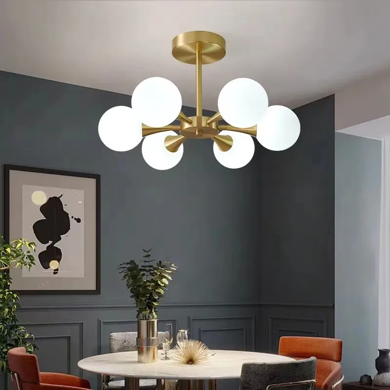 Nordic Sputnick bubble lamp ceiling Decoration Home LED Study Room gold ceiling light glass ball  Corridor dining room lighting