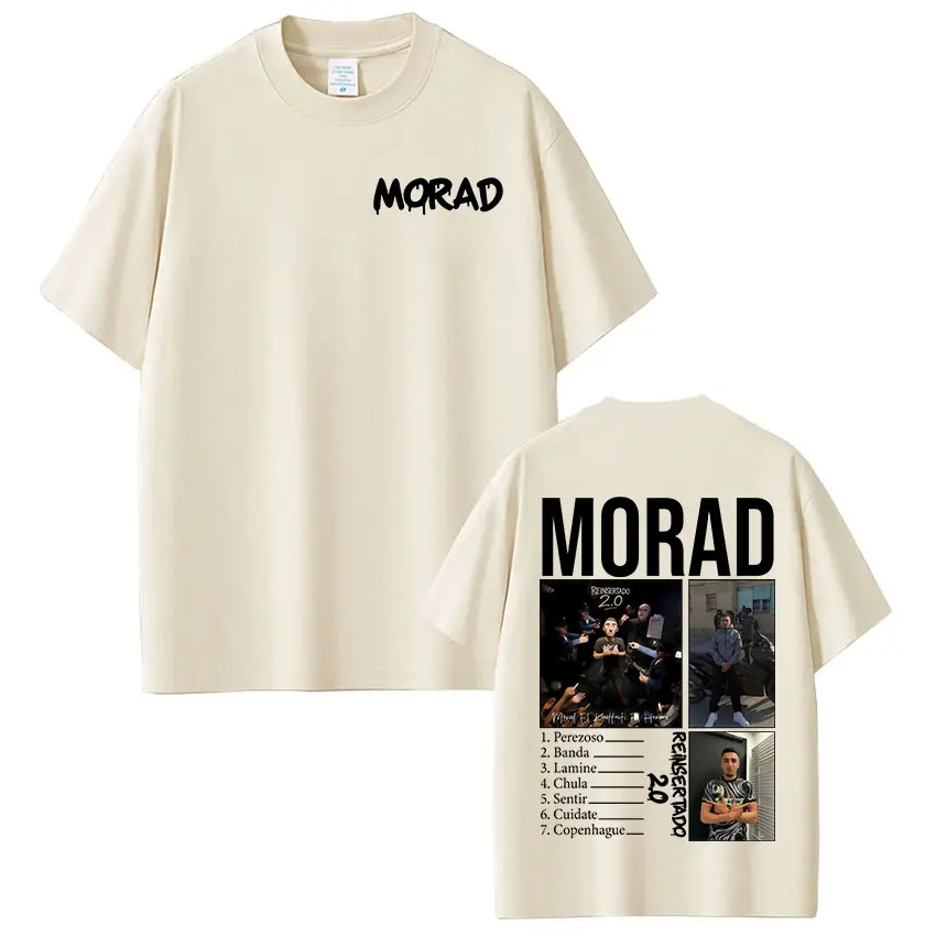 Koszulka damska z nadrukiem, 100% czysta bawełna, styl hip-hop, oversize, luźna, moda casual, rapera Morada MDLR z 2025 roku, letnia kolekcja.