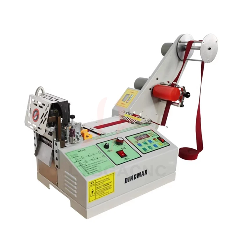 Automatic Cloth Tape Cutting Machine LCD screen Hot and Cold Knife Tube Zipper Heat Shrink Cutter Magic Sticker Tube Zipper
