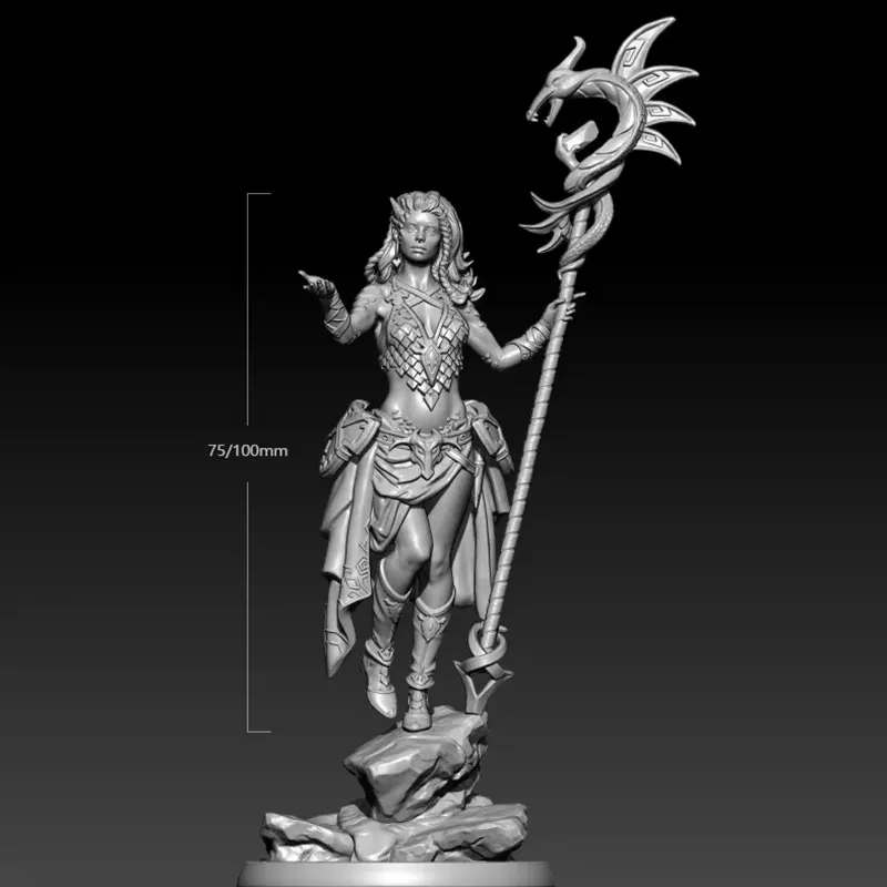 

1/24 75mm 1/18 100mm Resin Model Kits Jungle Queen Figurine Sculpture Unpainted 1/24 figure RW-767