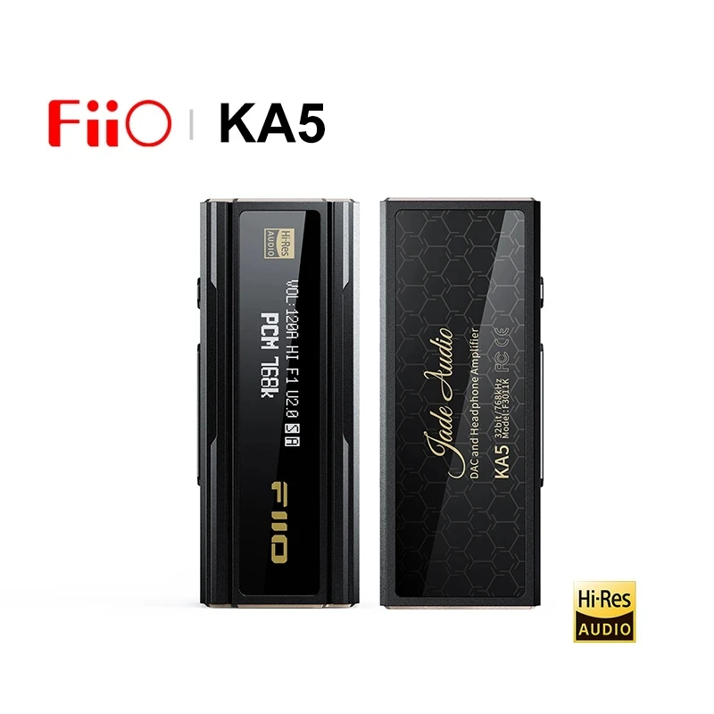 FiiO JadeAudio KA5 Hi-Res Audio Portable DAC Headphone Amplifier AMP dual CS43198 chips Type-C to 3.5/4.4mm Cable PCM768 DSD256