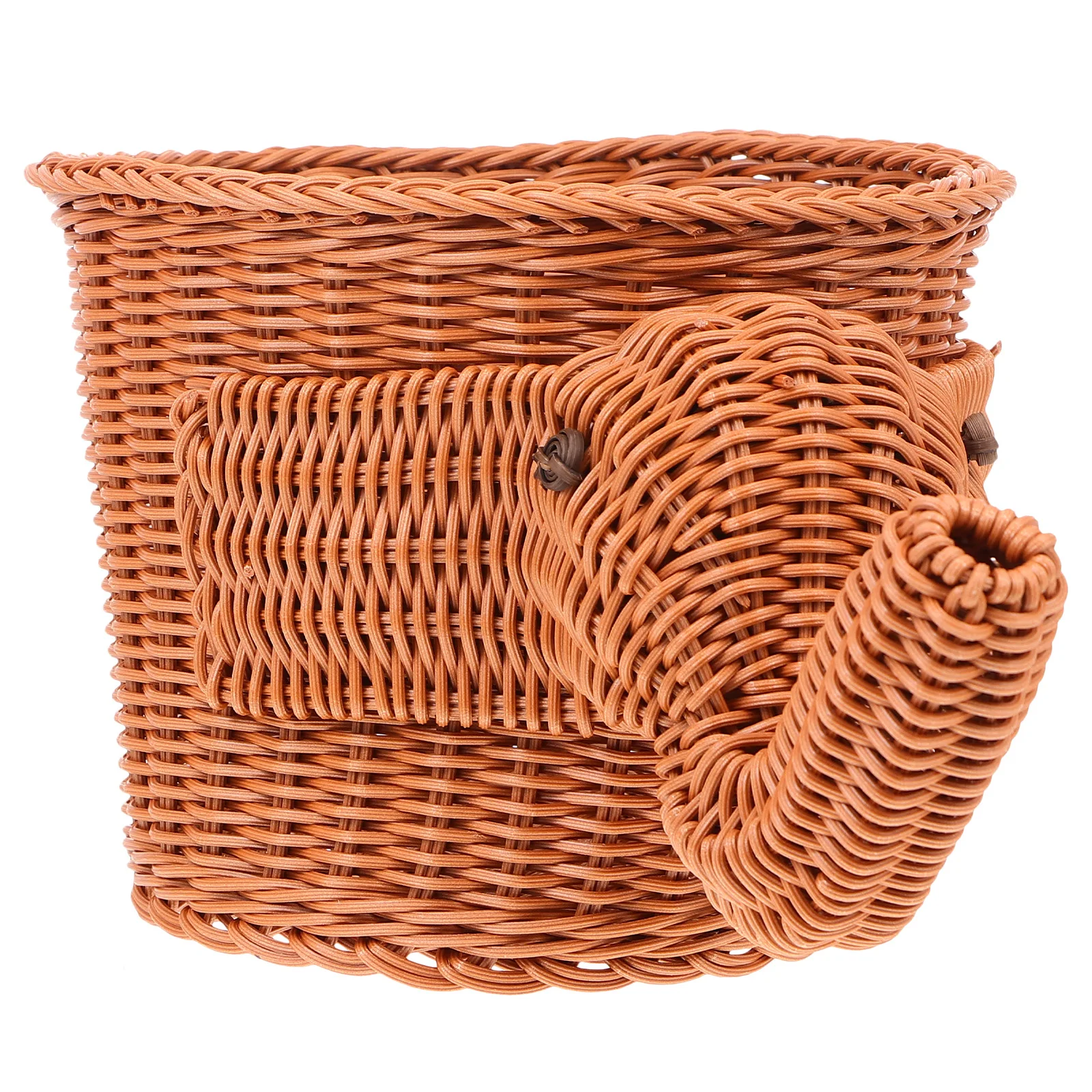 

Cartoon Elephant Woven Fruit Basket Storage Container Table Decor Shaped Home Rustic Snack Rattan Handle Natural Curves