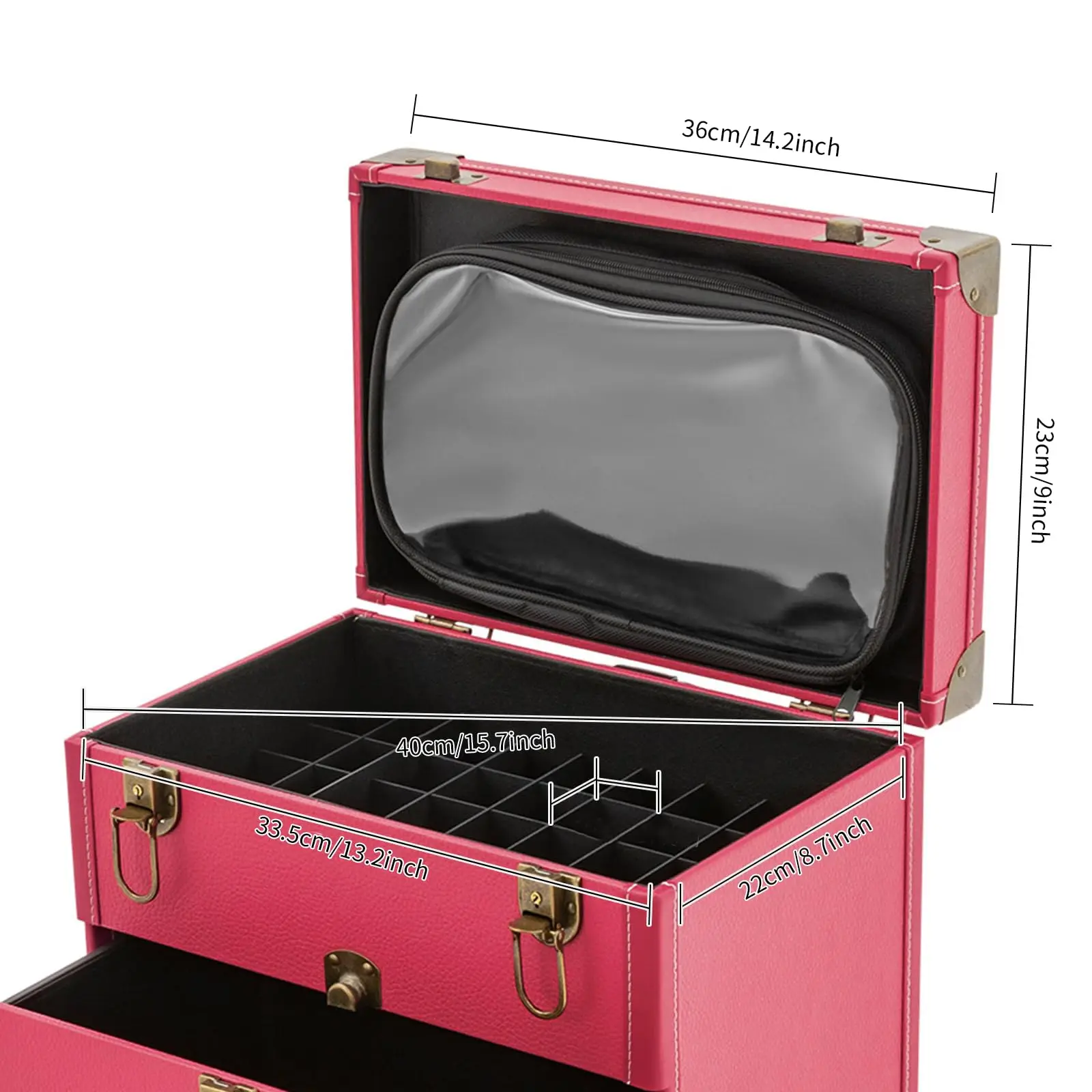 ローリングメイクアップケース - 引き出し付きポータブル化粧品トロリー、メイクアップ、マニキュア、マニキュア用の4輪付き多機能オーガナイザー