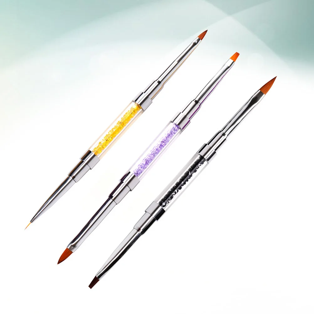 

3 шт., набор кистей для дизайна ногтей, тонкая работа, двусторонняя кисть, легкий прочный маникюрный инструмент, идеально подходит для дома