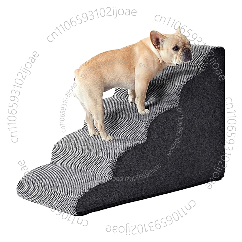 Foldable Four Tiers Ramp Stairs for Dogs, Durable Polyester Anti-Slip Eco-Friendly Modern Pet Stepping