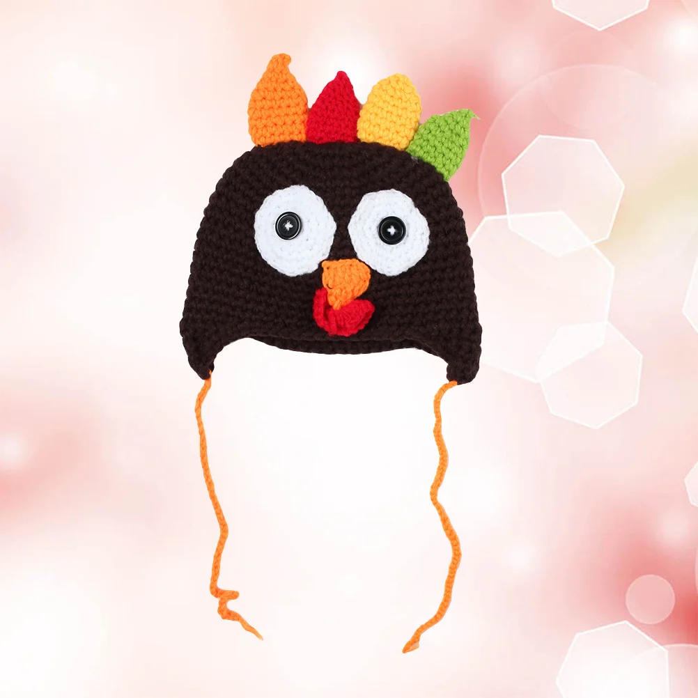 

Turkey Baby Hat Size L Coffee Woolen Winter Knitted Cap Stretch Fabric Newborn Photography Props Warm Winter Warm Baby Cap