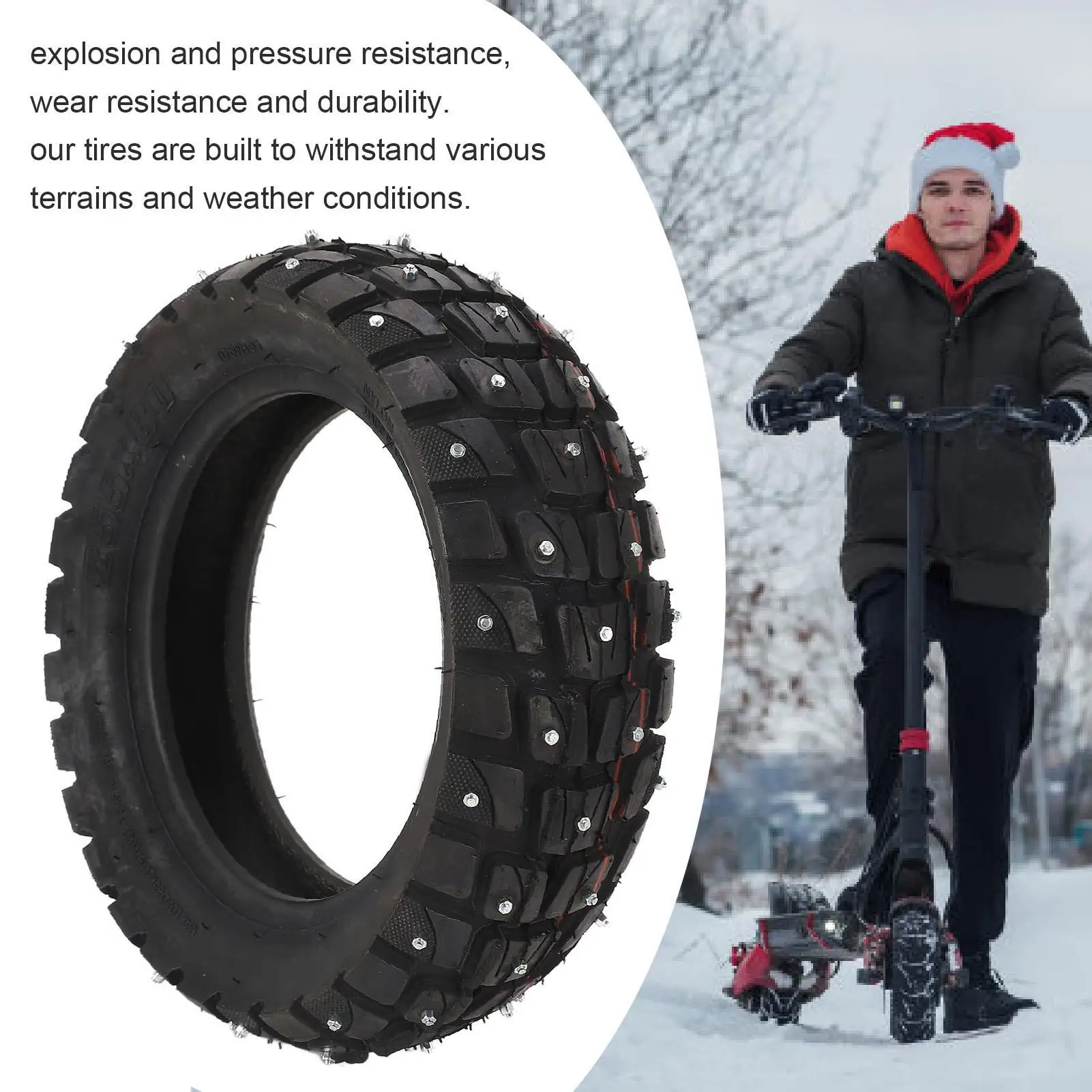 255X80 Snow Tire - Off-Road Rubber, Explosion-Proof, Shock Absorbing, 10in Weatherproof for winter Tires