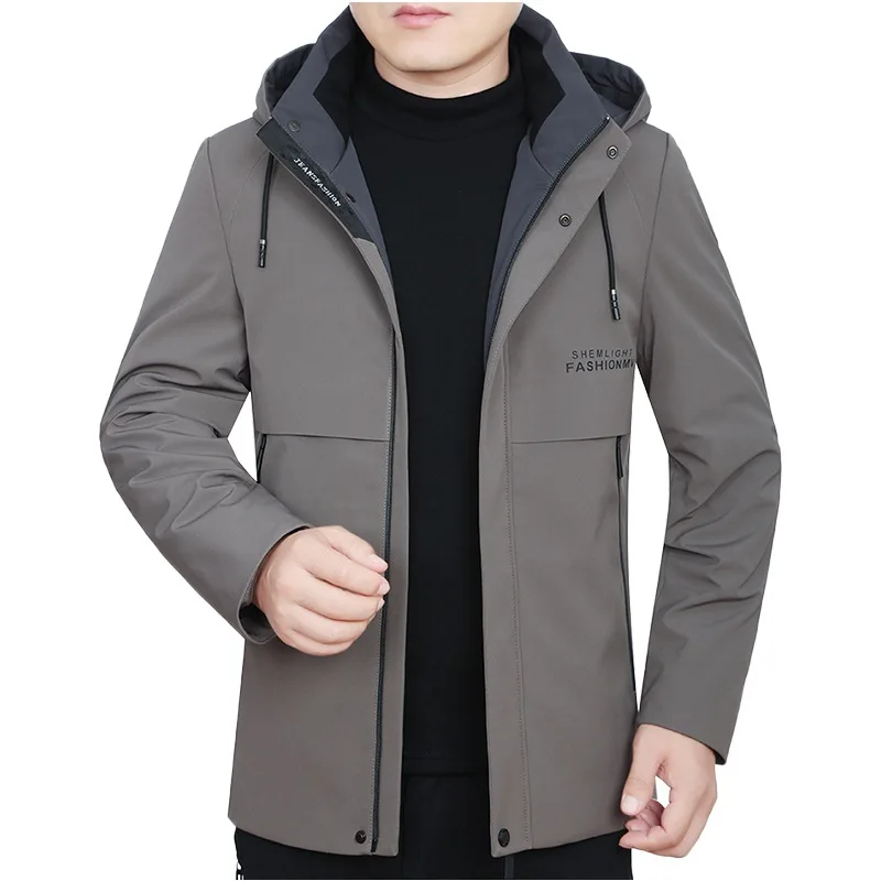 

Spring and autumn 2025 new style middle-aged men's detachable hat casual jacket, thin model, father's wear, blazer