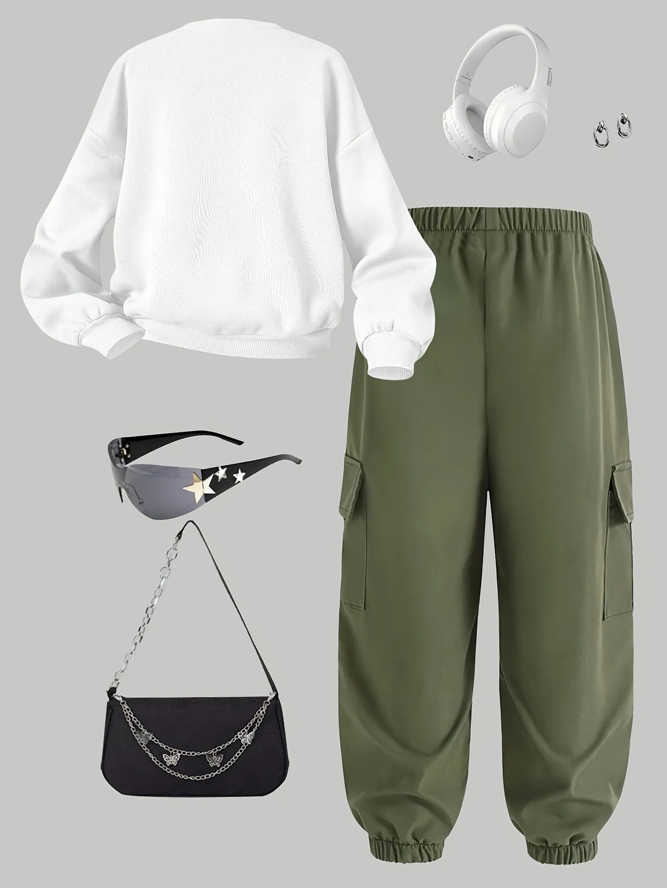 Kids Girls Two Piece Casual Clothes, Fashion Cartoon Print Long Sleeve Top + Loose Cargo Joggers Outdoor Daily Wear