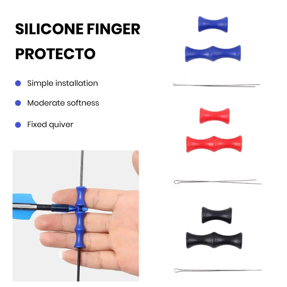 2 Pairs Bowstring Finger Savers Soft Silicone Archery Recurve Finger Guard Fast Rebound Secure Arrow Positioning Archery Roller