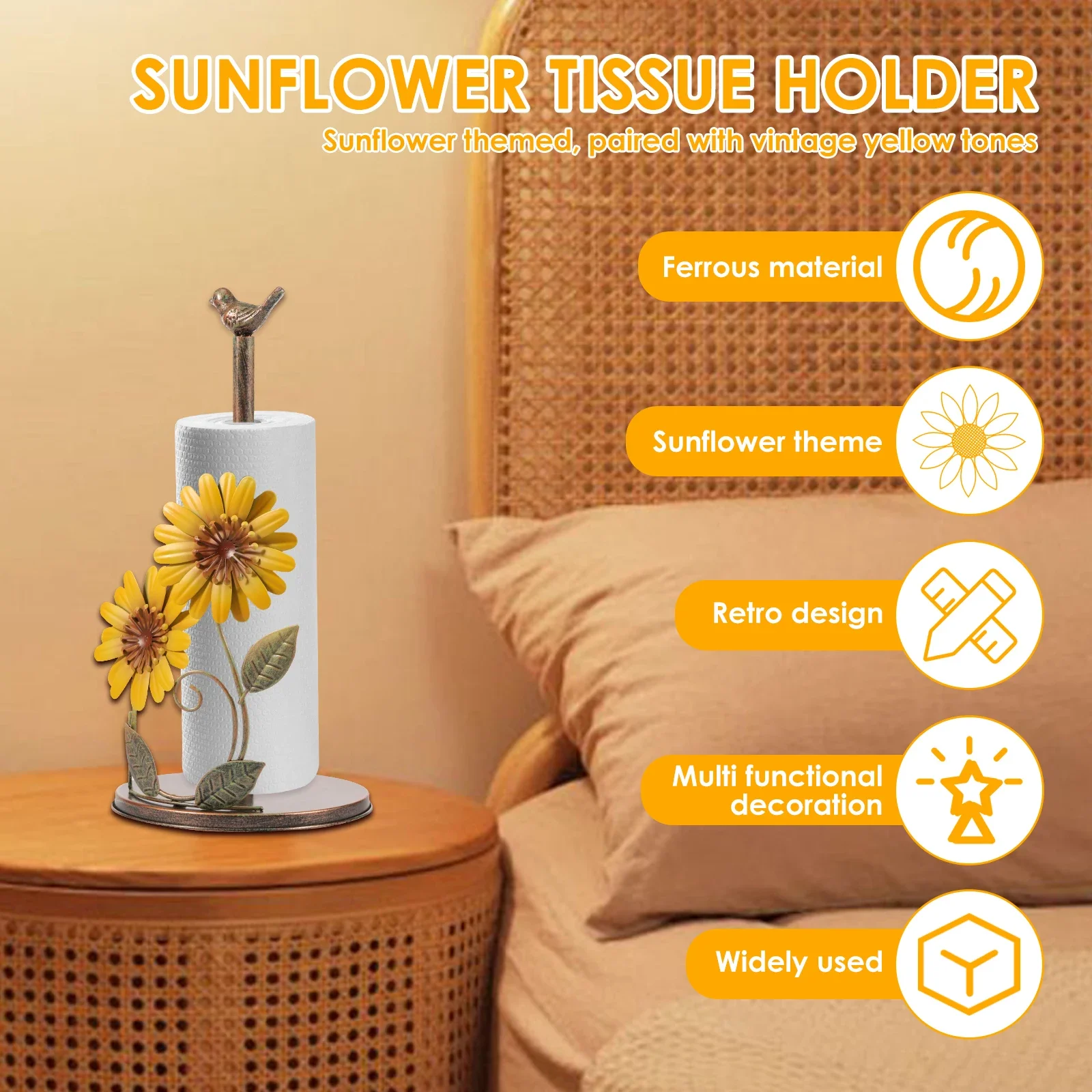 Portarotolo di carta in rotolo di ferro girasole Portarotolo verticale per fazzoletti da bagno Cucine Portaoggetti per WC Accessori da appoggio Scaffale