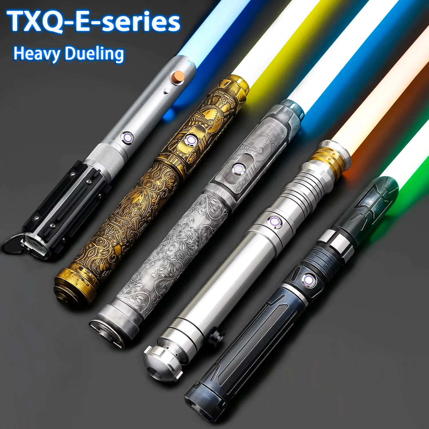 TXQSABER RGB Pixel heavy dueling laser sword Smooth Swing Metal Handle lightsaber Cosplay FOC jedi sword 12 Colors foc dueling