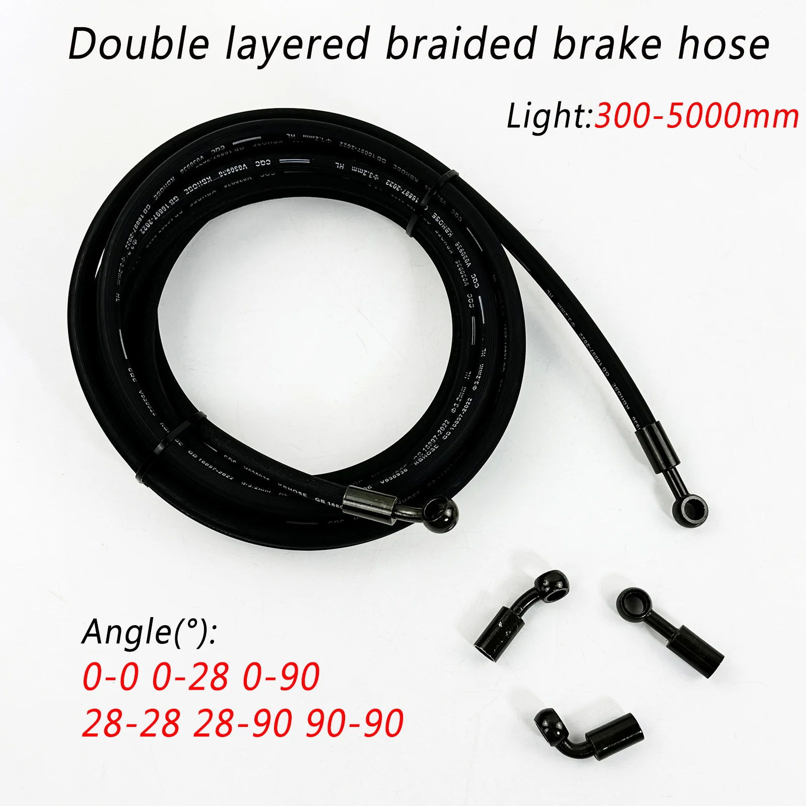 

100-5000mm Universal 0°28°90° Army Green Motorcycle Dirt Bike Braided Steel Hydraulic Brake Line Clutch Oil Hose for Racing Bike