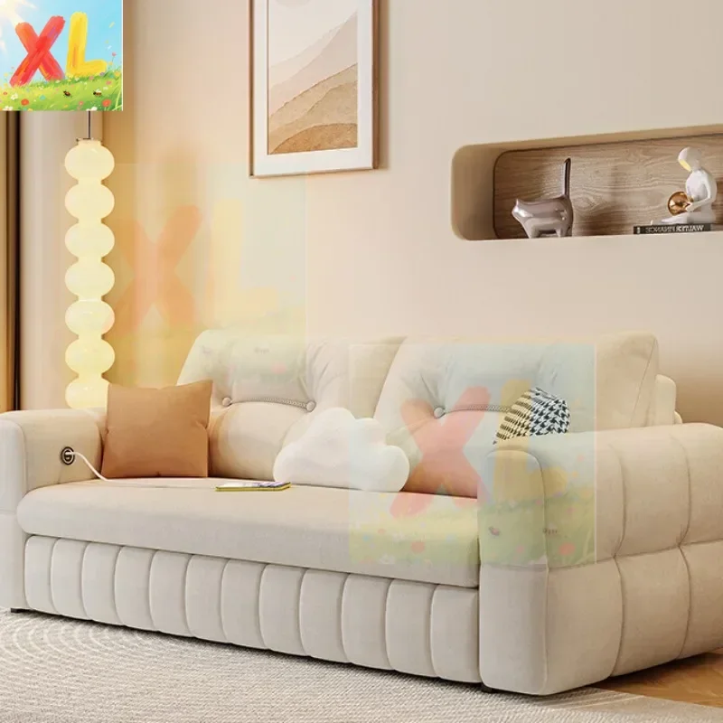 

French cream wind folding sofa bed dual-purpose household living room small apartment Internet celebrity 2025 new double sofa