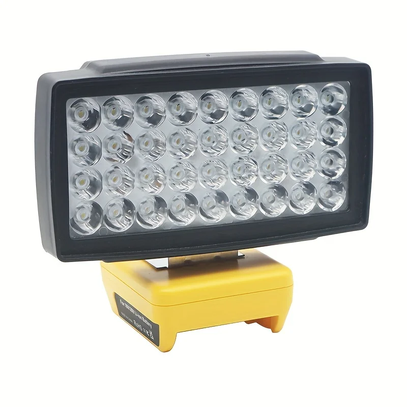 Flood Work Light 72LED 2000LM for DeWalt LED 18V/20V/60V MAX Lithium Battery Light with Low Voltage Protection, Dual USB qc3.0