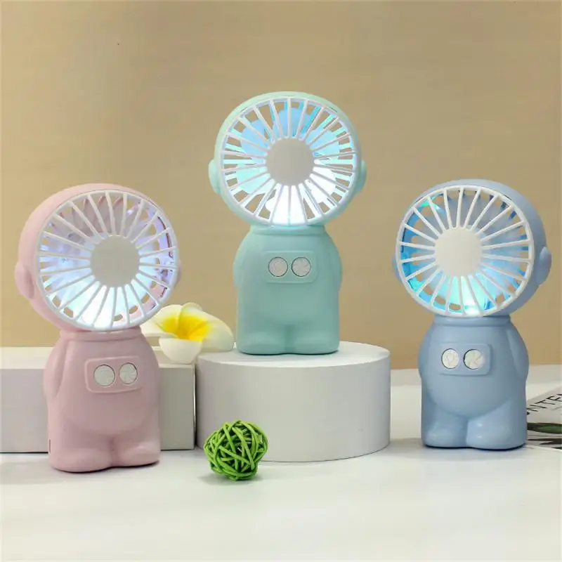 

Small Fan Polychromatic Silent Usb Rechargeable Colored Light Durable Portable Fan Illuminated Fan Convenient Desktop Fan